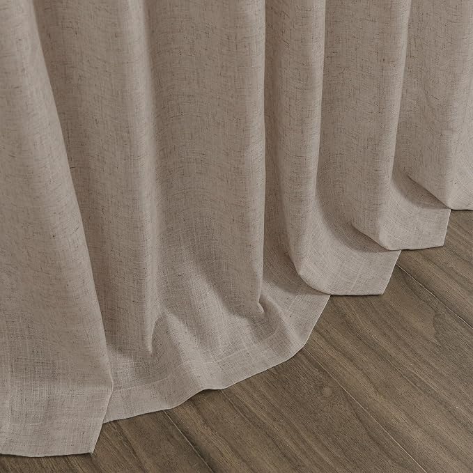 Ecru Linen 112 Inch Curtains for Living Room Light Filtering Semi Sheer Curtain - Image 7