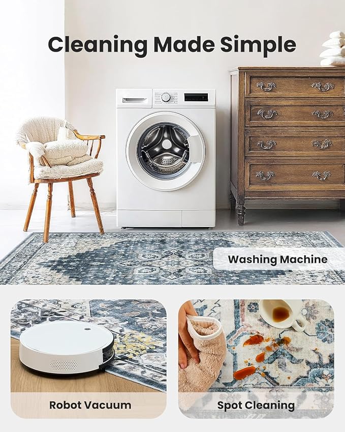 AMADA HOMEFURNISHING 2x4 Washable Area Rug, Low-Profile Entryway Rug - Image 4