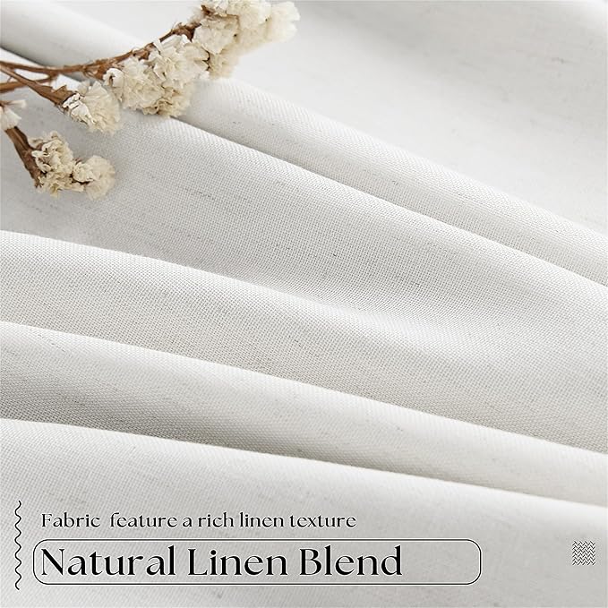 Beige White Pinch Pleated 100% Blackout Linen Curtains W60xL120 1 Panel | Black - Image 4