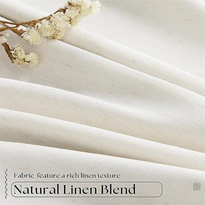 Natural Pinch Pleat 100% Blackout Linen 120 Inch Long Curtains 60 Inch Wide | 2 - Image 4