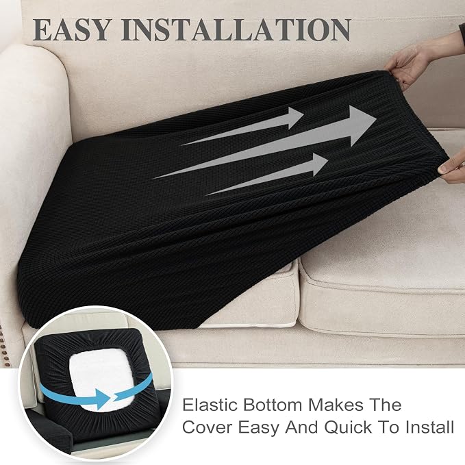 LA MEACK Couch Cushion Covers for Sectional Sofa L Shape Washable Separate Seat - Image 5