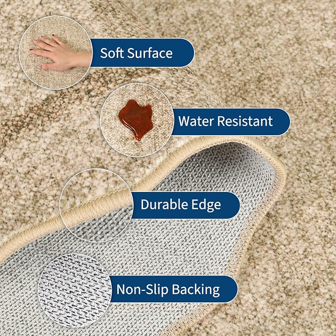 GarveeHome Scalloped Round Washable Rug Soft Modern Round Rugs 5ft Non Slip | - Image 2