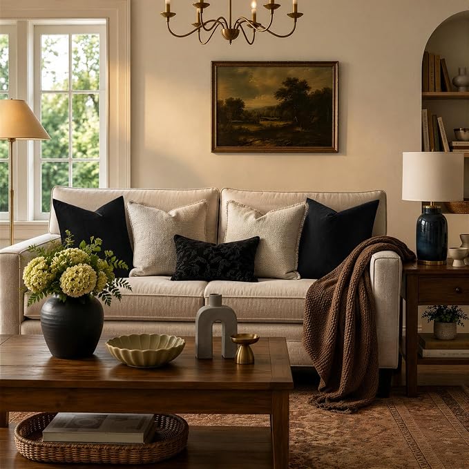 GIGIZAZA Black Velvet Pillow Covers 12x20 Decorative Pillows Pack of 2 | Lumbar - Image 2