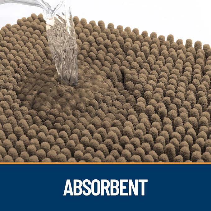 OLANLY Dog Door Mat for Muddy Paws 44x24, Super Absorbent Chenille Mud Mat | Tan - Image 3