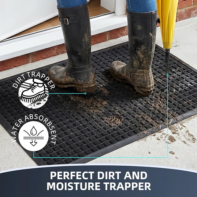 Front Door Mat Outside Entrance, Heavy Duty Waterproof Doormat | 29.5"x17" - Image 2