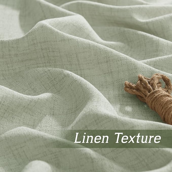 RYB HOME Linen Semi Sheer Curtains 63 inch Length - Image 4