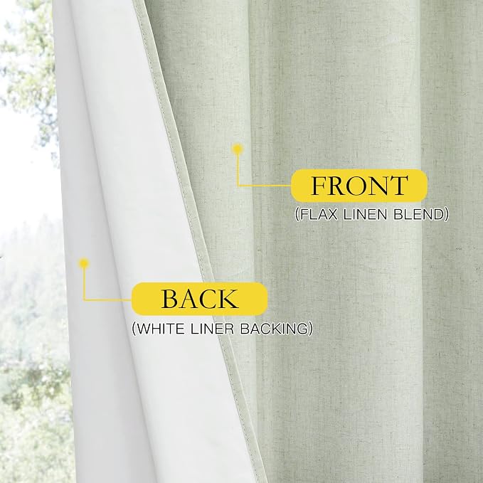 NICETOWN Light Green Blackout Kitchen Curtains 45" Length, Pair of Thermal - Image 6