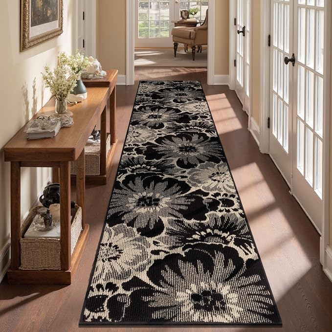 Findosom Hallway Runner Rug 2x12, Non Slip High-Low Textured Floral Washable - Image 7