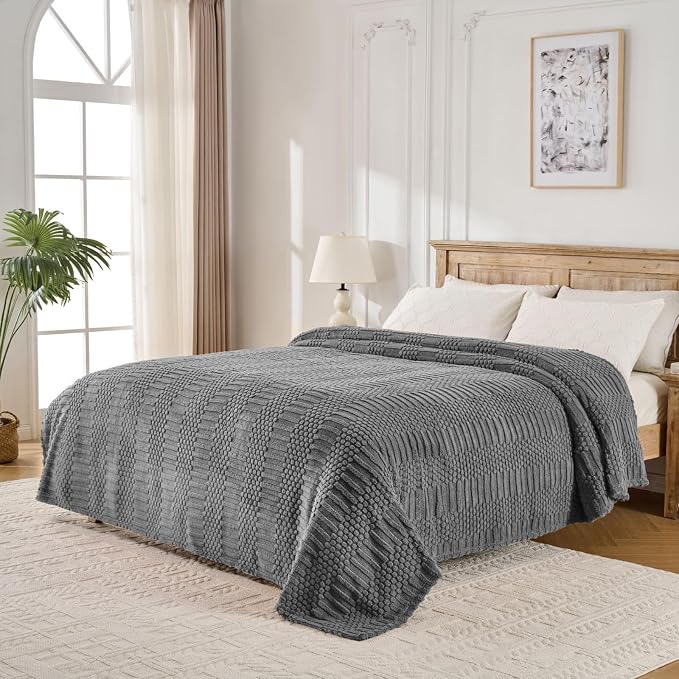 90x104 Inch Grey King Size Blanket - Image 3