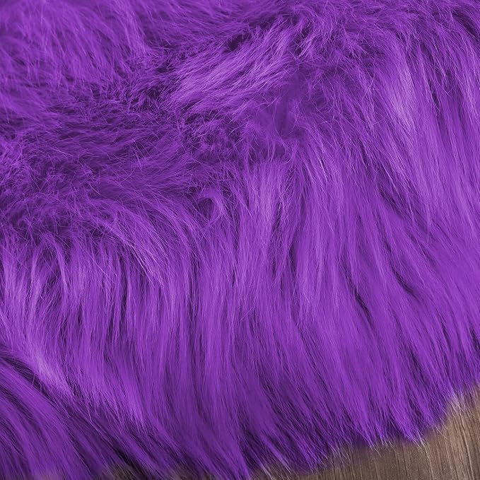Latepis Washable Runners 2x6 Fluffy Shaggy Rug Purple Faux Sheepskin Fur Rug - Image 7