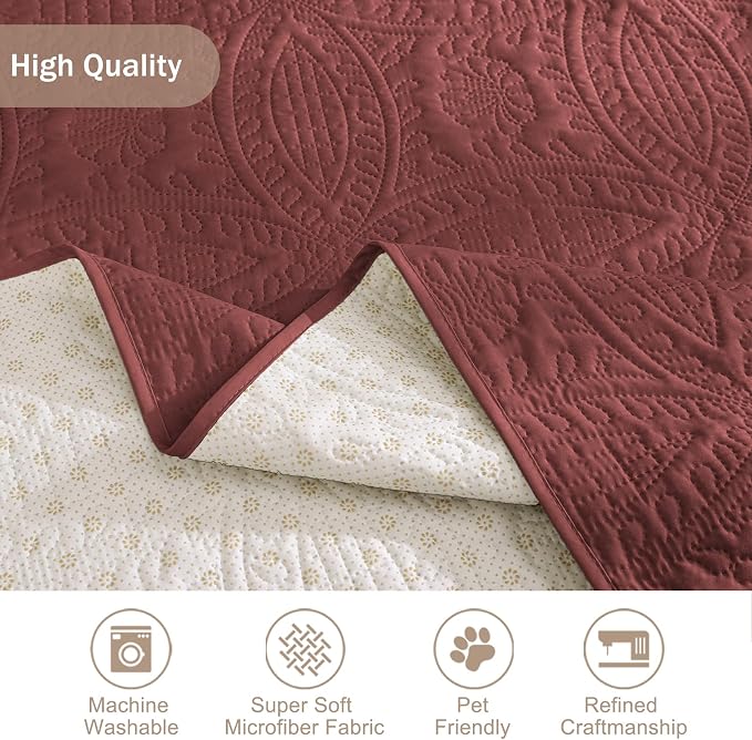 Red Quilted Recliner Chair Covers, Waterproof Recliner Chair Covers, Lazy Boy - Image 5
