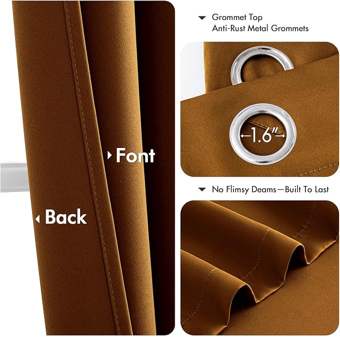 MIULEE Blackout Curtains for Bedroom 2 Panels 40 x 63 Inch Long Gold Brown | - Image 4