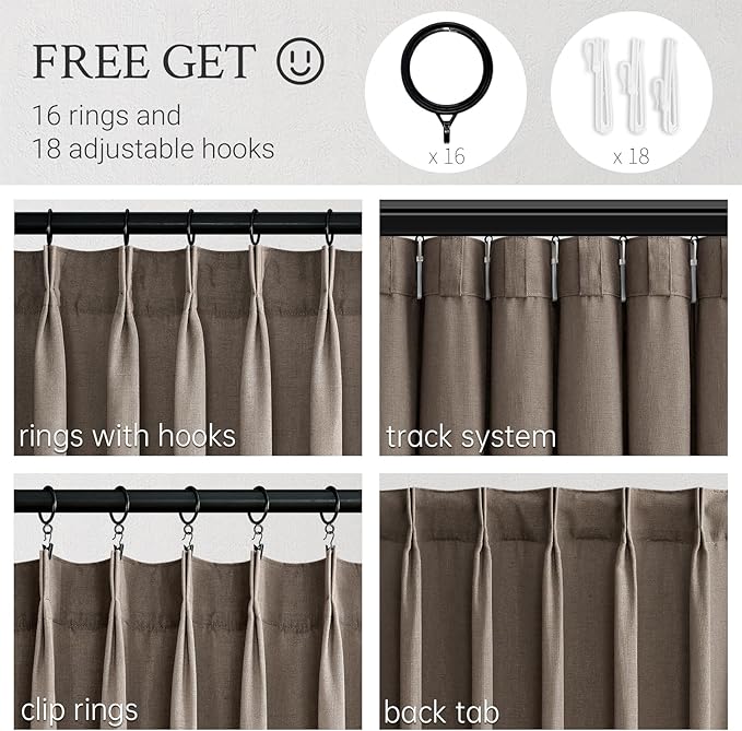 Topfinel 108 Inch Curtains 1 Panels Set, One Packs Pinch Pleat Back Tab Dark - Image 3