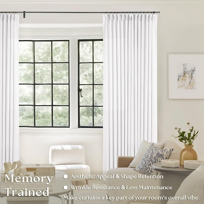 Thick Linen White Curtains 90 Inches Long - Image 2