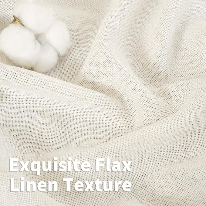 YoungsTex Ivory Linen Semi Sheer Curtains 42 x 72 Inch Length 2 Panels | Light - Image 4