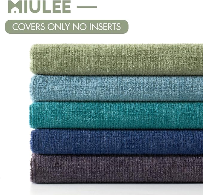 MIULEE Navy Blue Chenille Couch Throw Pillow Covers, 18x18 | Set of 2, Soft - Image 8