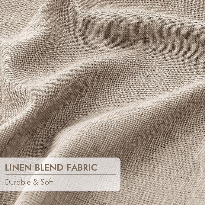 MIULEE Sand Pinch Pleated 100% Blackout Linen Curtains 40x90 Inches | Room - Image 6