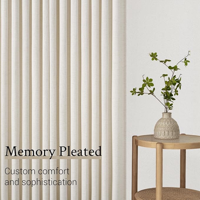 Topfinel 102 Inch Curtains 2 Panels Set, Two Packs Pinch Pleat Back Tab Linen - Image 7