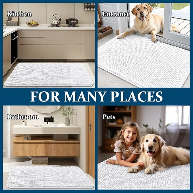 OLANLY Dog Door Mat for Muddy Paws 48x30, Super Absorbent Chenille Mud Mat | - Image 8