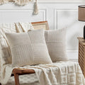 Fancy Homi 2 Packs Neutral Taupe Samll Decorative Throw Pillow Covers 12x12 Inch by Fancy+Homi