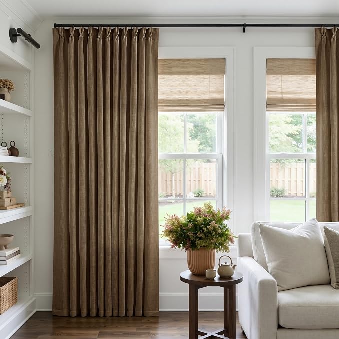 Extra Wide 96 Inch Long Pleated Curtains 70 Inch Wide Dutch Cocoa | Pinch Pleat - Image 9