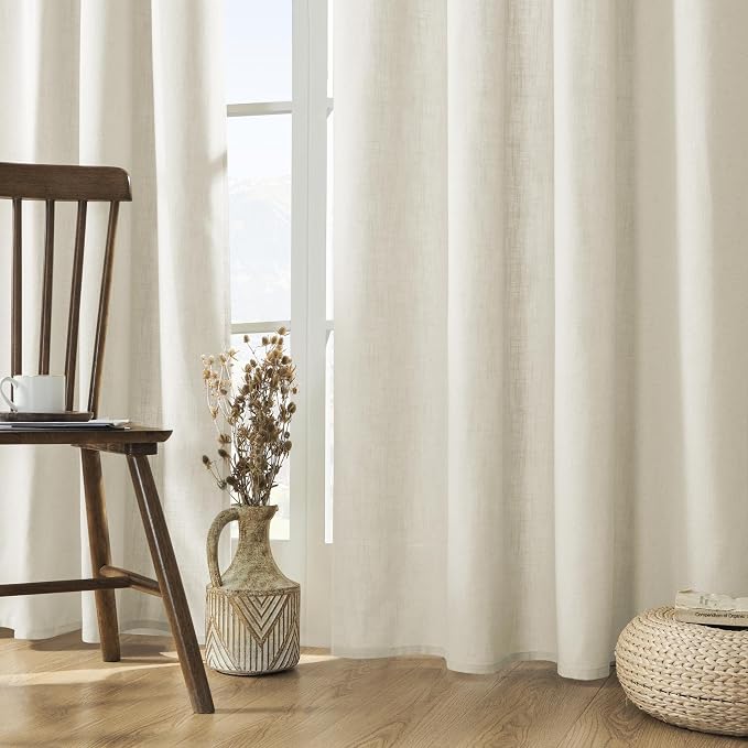Joydeco Linen Curtains 72 inch Length 2 Panel Set, Light Filtering Curtain by JOYDECO