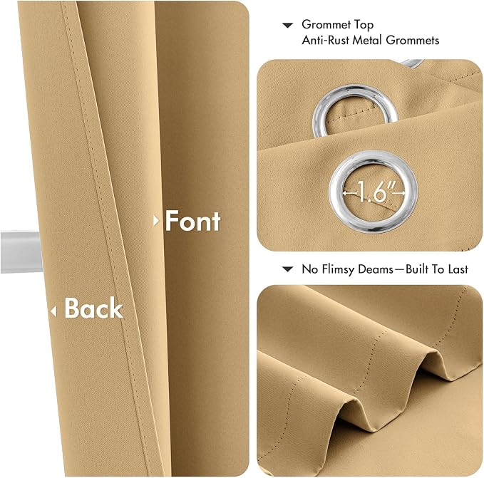 MIULEE Blackout Curtains for Bedroom 2 Panels 40 x 84 Inch Long Gold | Thermal - Image 4