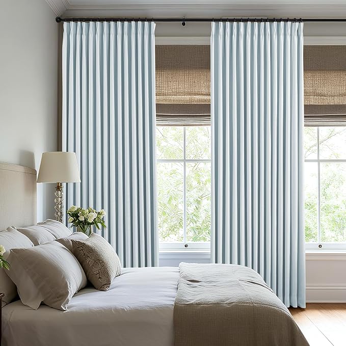AUSSPVOCT Pinch Pleated 95 Inch Linen Curtains 100% Blackout - Image 4