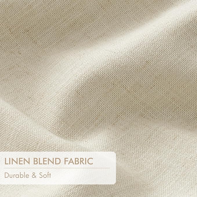 MIULEE Cream Pinch Pleated 100% Blackout Linen Curtains 40x108 Inches | Room - Image 6