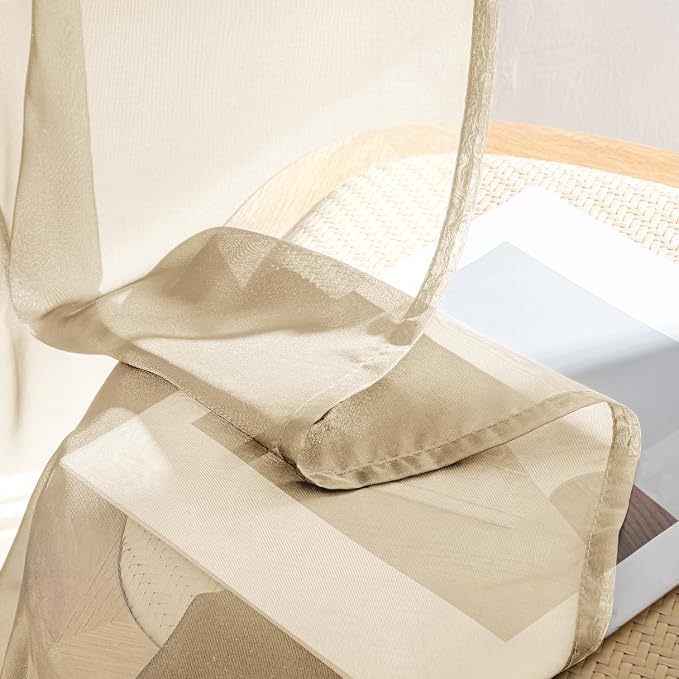 MIULEE Cream Sheer Curtains 102 Inches Long 4 Panels 42 x 102 Inches | Light - Image 7