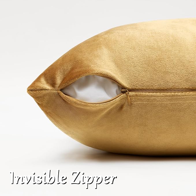 GIGIZAZA Golden Velvet Pillow Covers 26x26 Decorative Pillows Pack of 2 | Throw - Image 4