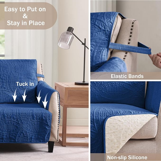 Soft Quilted Couch Cover with Pockets - Image 5