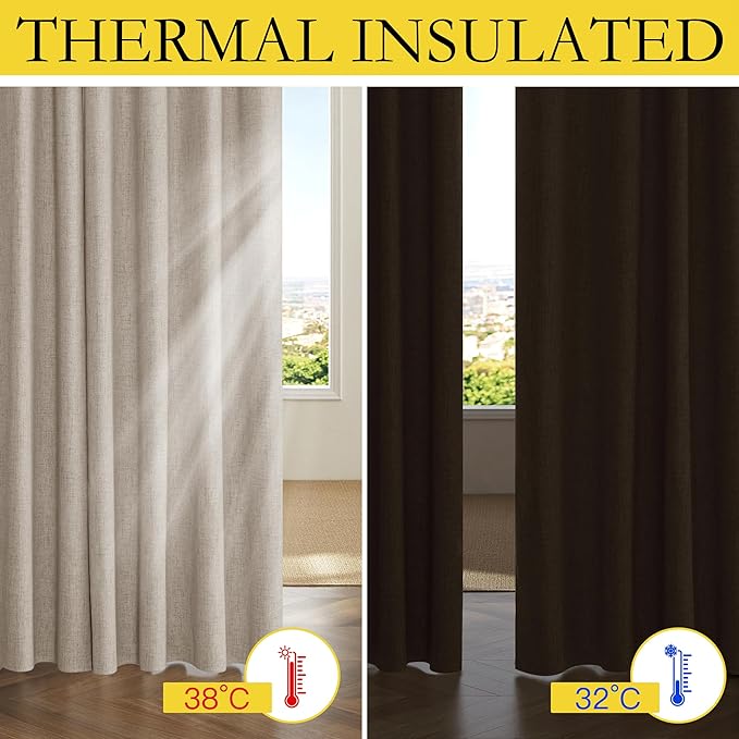 NICETOWN Farmhouse Style Keep Warm Large Window Draperies 108 inches Length - Image 4