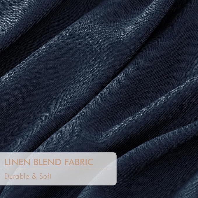 MIULEE Navy Blue Pinch Pleated 100% Blackout Linen Curtains 40x108 Inches | - Image 6