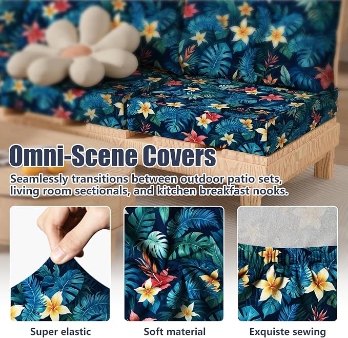 8Pcs Outdoor Cushion Covers, Stretch Patio Furniture Couch Chair Slipcovers | - Image 4