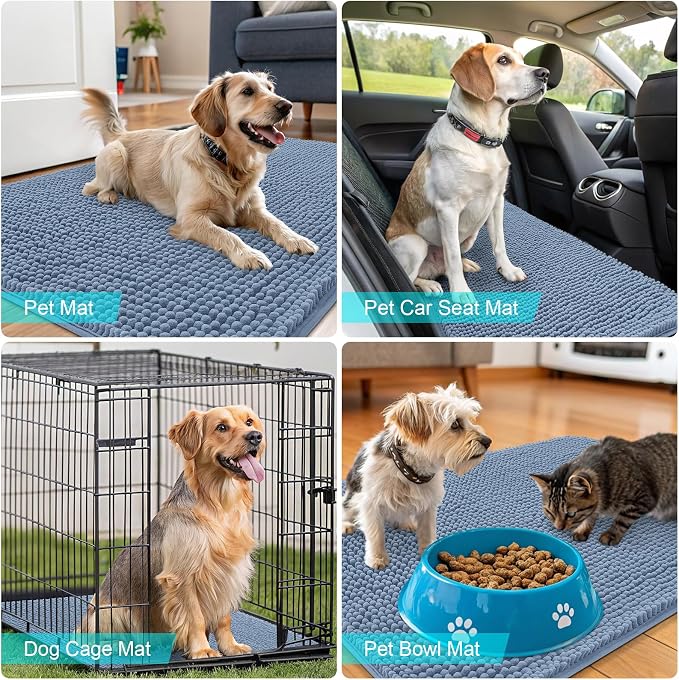 OLANLY Dog Door Mat for Muddy Paws 44x24, Super Absorbent Chenille Mud Mat | - Image 7