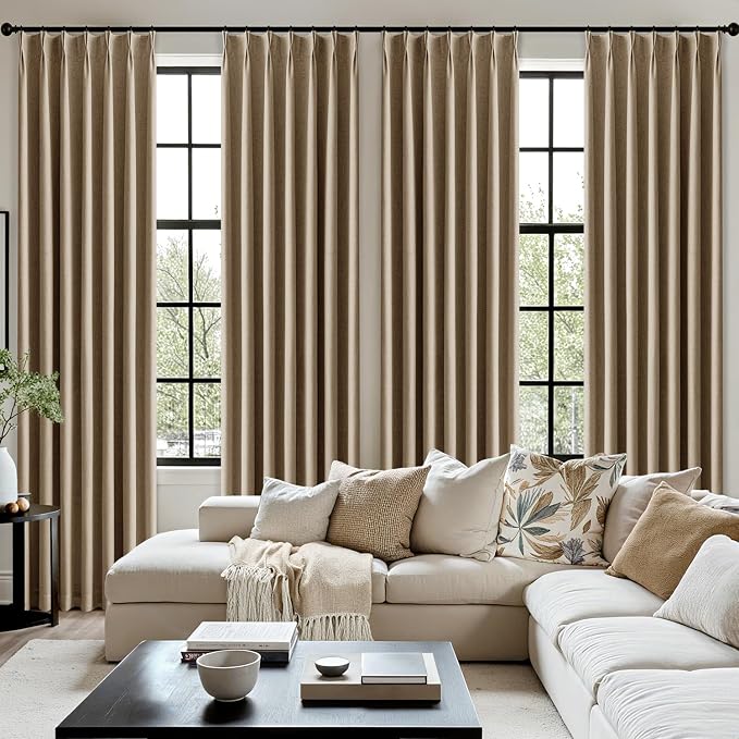 MIULEE Cafe Brown Pinch Pleated 100% Blackout Linen Curtains 40x90 Inches | - Image 7