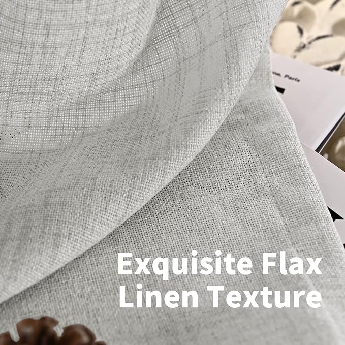 YoungsTex Light Grey Linen Curtains 40 Inch Length - Image 4