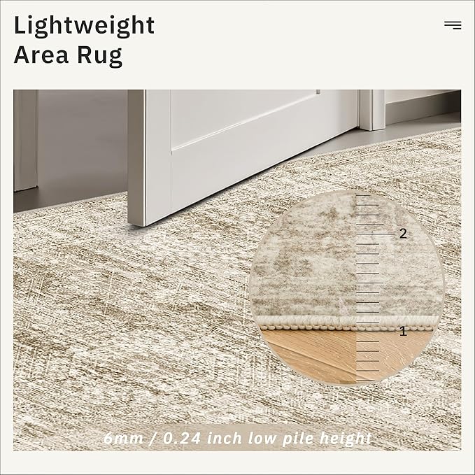 Soalmost Washable Area Rug 8x12 Large Soft Brown Rugs - Image 7