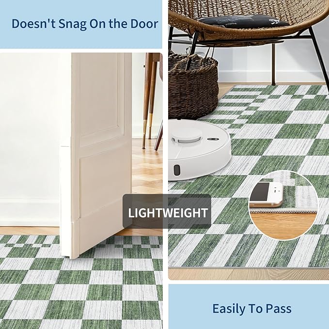 GarveeHome 9x12 Area Rugs for Living Room Washable Checkered Rug Bedroom | - Image 6