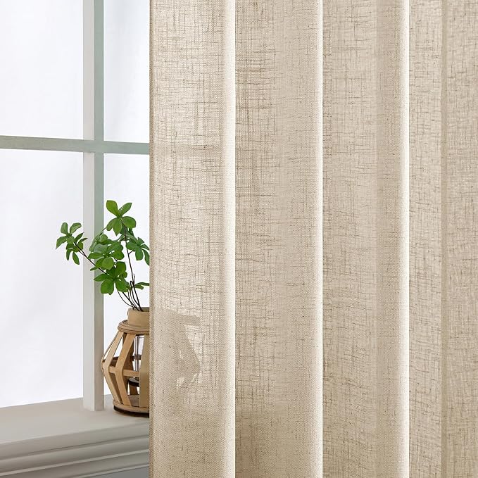 MIULEE Light Taupe Linen Curtains 52x108 Inches Long 2 Panels - Image 5