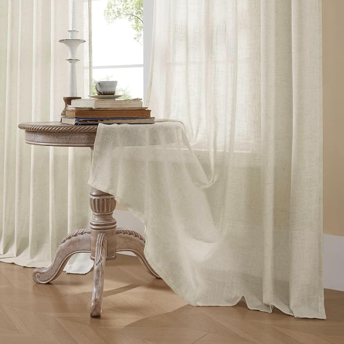 Joydeco Linen Curtains 84 Inch Length 2 Panel Sets, Light Filtering Curtains - Image 5