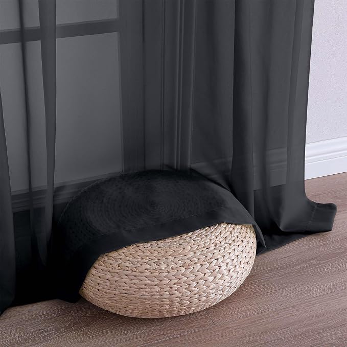 Black Bedroom Curtains 2 Panel Sets 90 Inch Length, 59 Inch Extra Wide Light - Image 6
