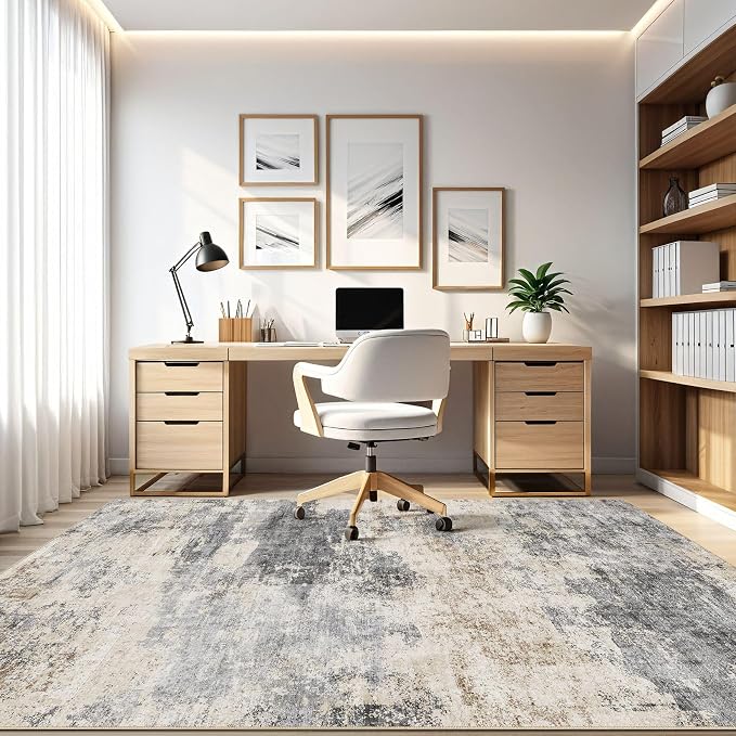 LOONGRUG 3x5 Rug Machine Washable Neutral Modern Soft Rug Grey Brown | Stain - Image 8