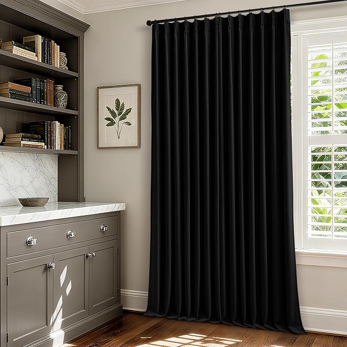 Black 84 Inch Pinch Pleated 100% Blackout Curtains - Image 8