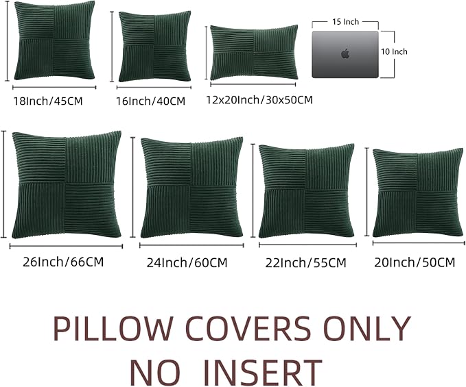 Fancy Homi Set of 2 Dark Green Samll Decorative Throw Pillow Covers 12x12 Inch - Image 7