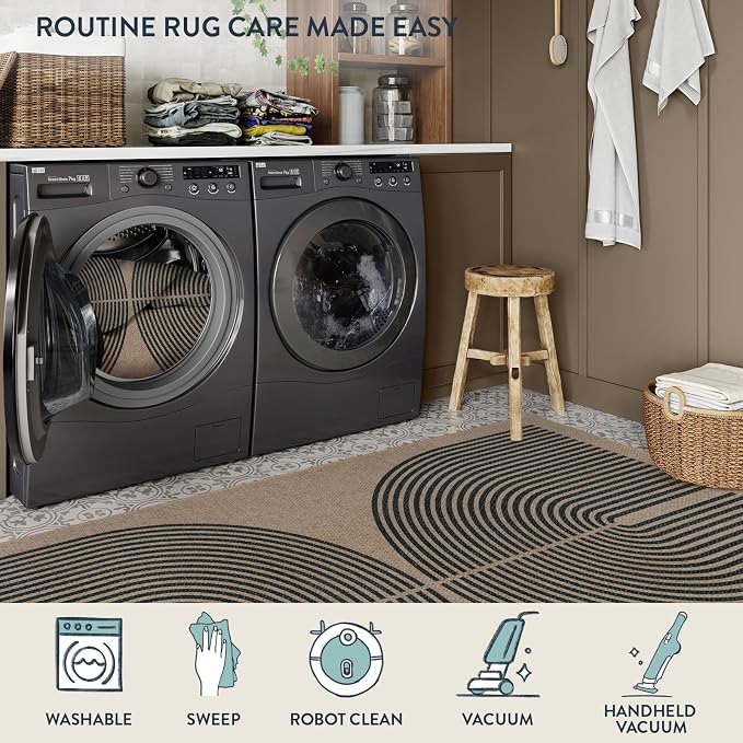 Lahome Modern Rainbow Easy Jute 6x9 Rug, Large Living Room Carpet Washable - Image 5