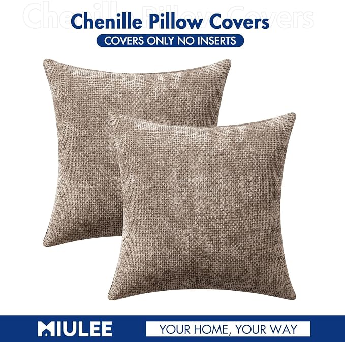 MIULEE Decorative Couch Throw Pillow Covers 18x18 Inch Light Khaki 2 Pack | - Image 7