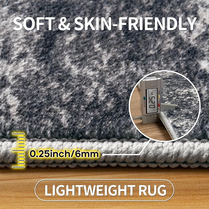 Aelenmu 6x9 Area Rugs for Living Room Bedroom Dining Room Washable Black | Soft - Image 6