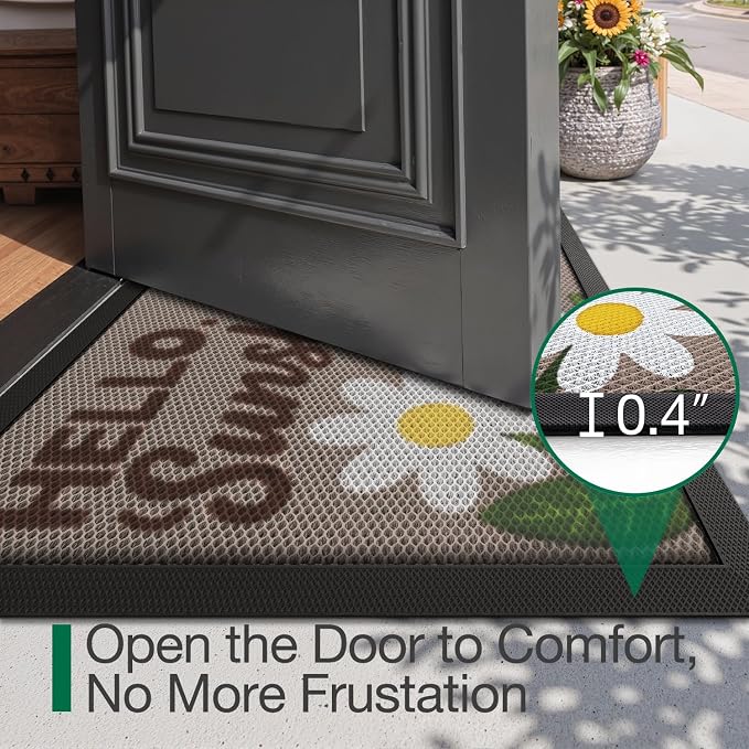 LUMI Outside Welcome Door Mat 24x36, Non-Slip Durable Rubber Easy Clean | - Image 5